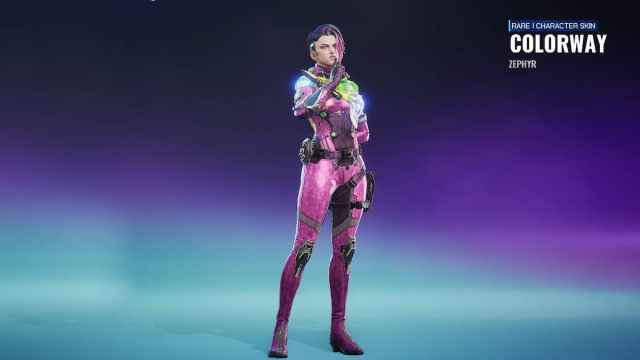 A woman in a combat uniform holding her finger to her mouth in FragPunk.