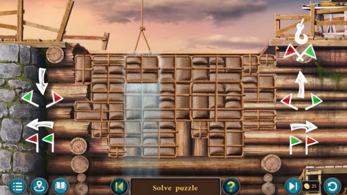 dam puzzle with sandbags