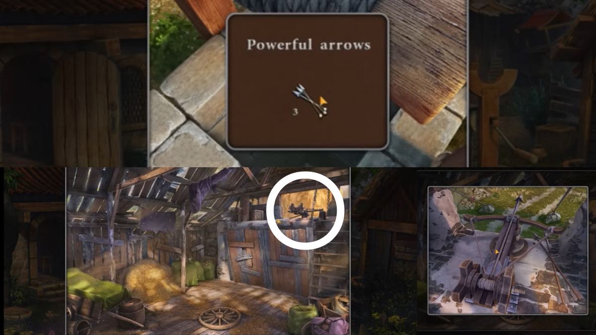 get arrows and access the crossbow