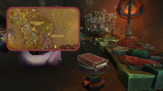 Gutterville book location map for Undermine achievement in World of Warcraft.
