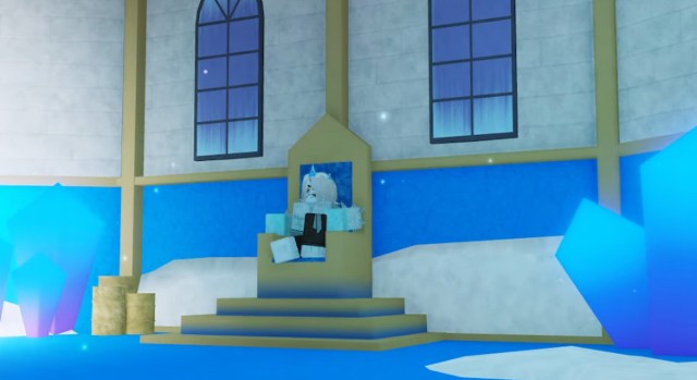 the ice witch sitting in her throne