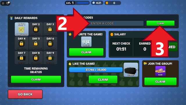 Social Codes tab in the Combat Arena Rewards menu