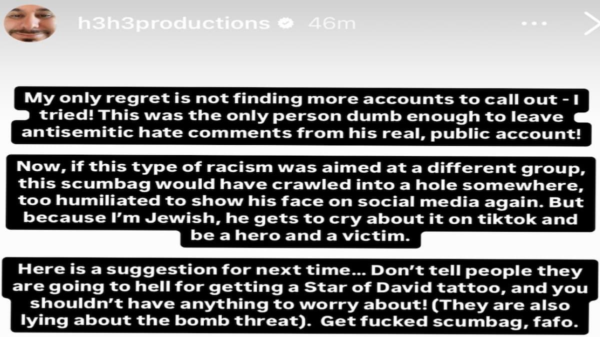 Ethan Klein commenting on a user's behavior in an Instagram post.