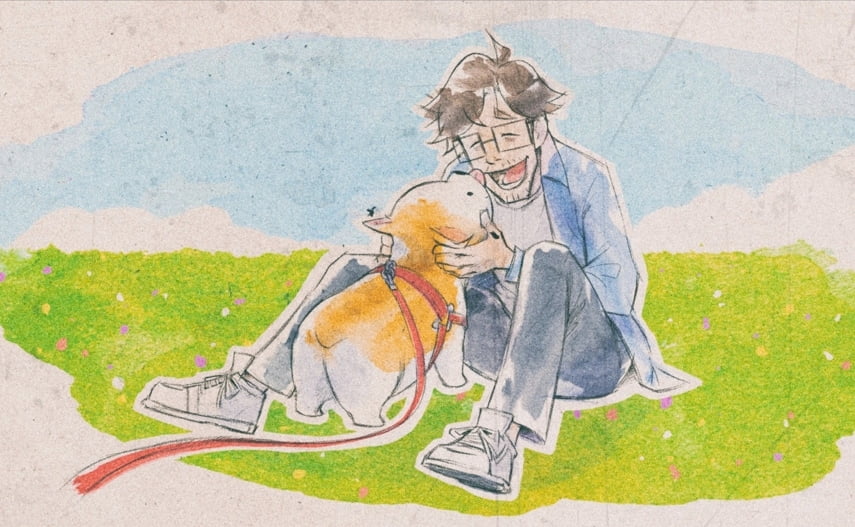 My Little Puppy screenshot of a corgi with his owner