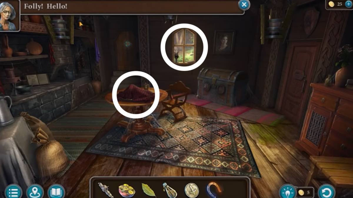 inside the house with table and window sill highlighted
