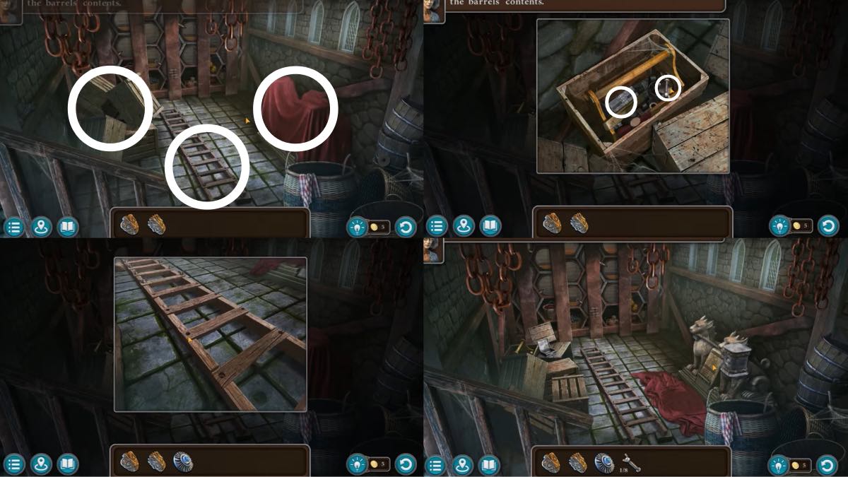 moving boxes and the red cloth in the basement