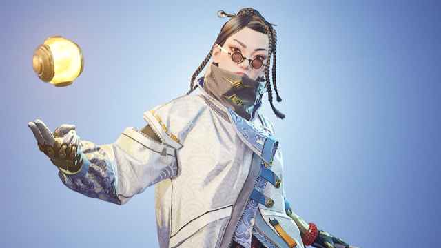 Kismet, a Lancer in FragPunk with oversized clothes and a floating orb next to her.