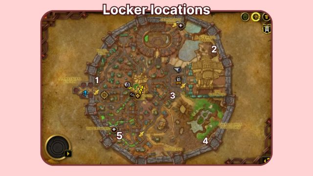 Map showing locker locations in Undermine World of Warcraft.