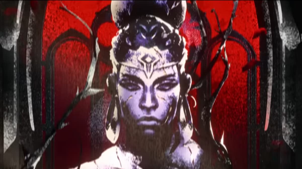 An illustration of Mel from League surrounded by thorn roots.