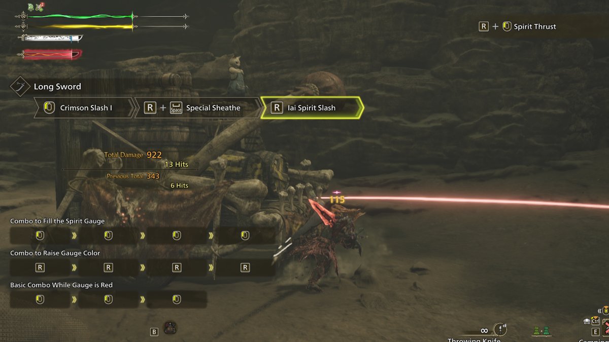 Monster Hunter Wilds Iai spirit slash combo inputs for long sword