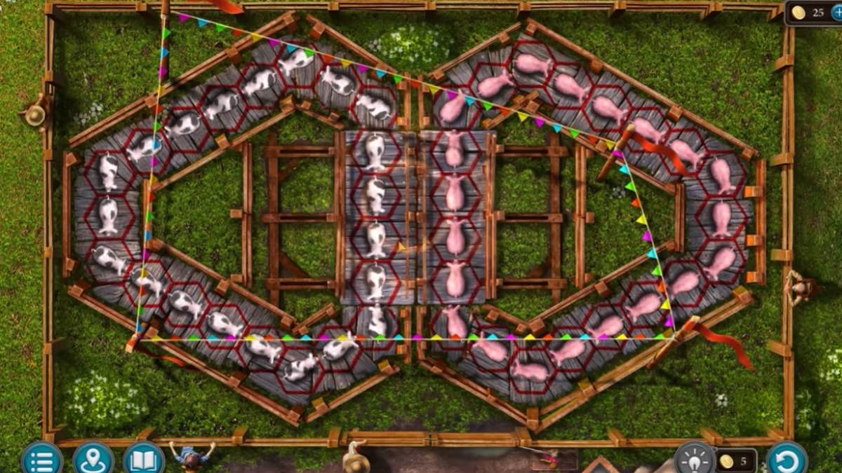 putting pigs in order with pink on one side and white on the other