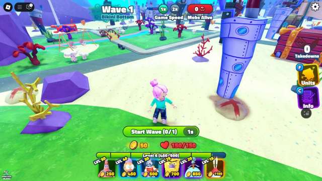 Digging up the map in Spongebob Tower Defense in Roblox The Hunt: Mega Edition.