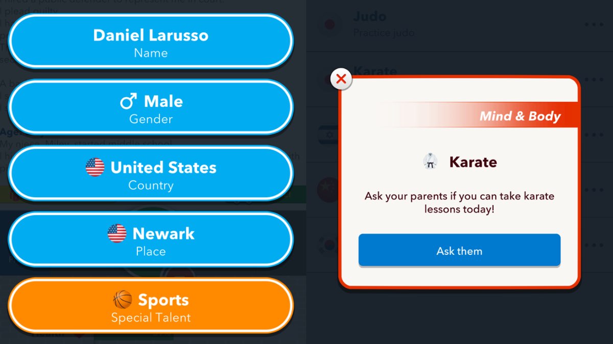 start your karate kid bitlife