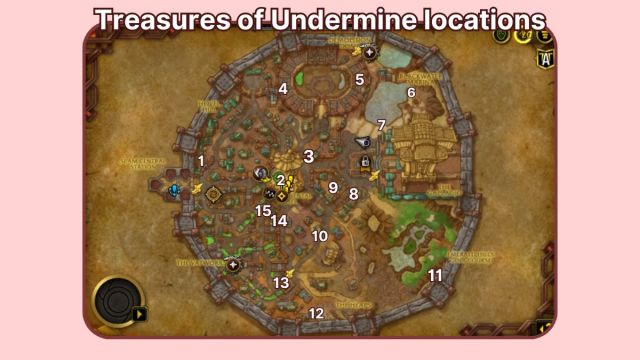 Treasures of Undermine map for Going Goblin Mode achievement in World of Warcraft.