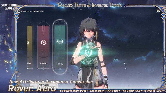 Wuthering Waves rover element change screen with aero