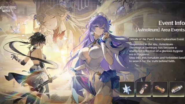 Wuthering Waves area event avinoleum with cantarella on event screen and rewards