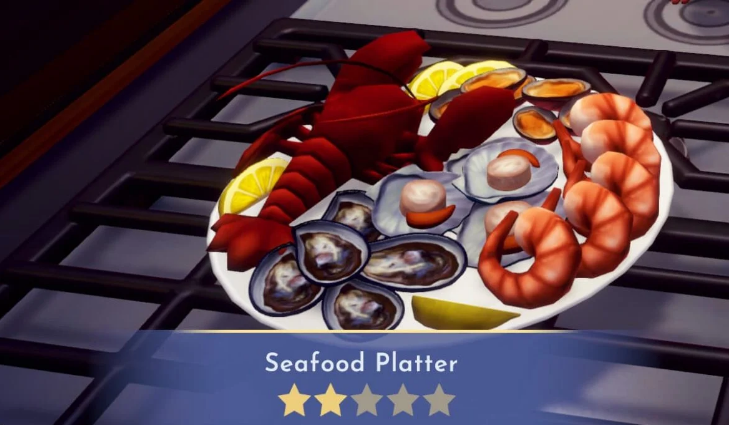 The completed seafood platter in Disney Dreamlight Valley