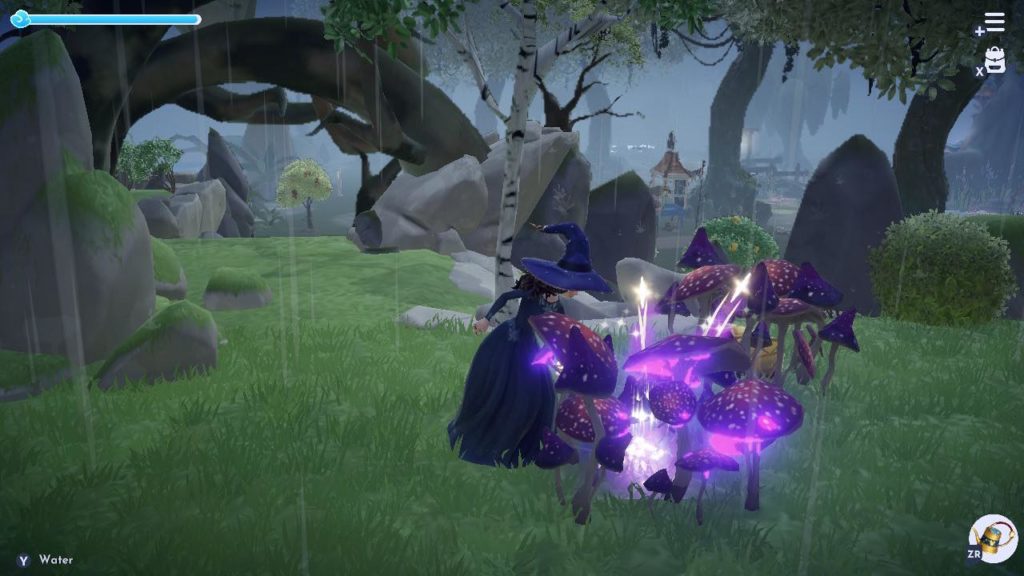 woman removing the mushrooms in disney dreamlight valley