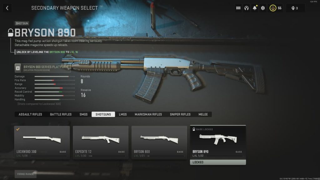 A screenshot of the Bryson 890 shotgun in MW2.  Best shotgun mw2