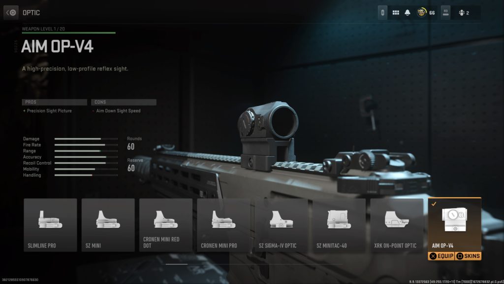 A screenshot of the AIM OP-V4 scope in MW2.