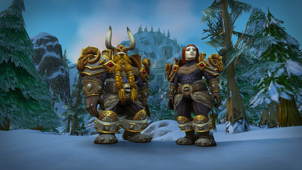 Two Dwarves standing and wearing Heritage Armor