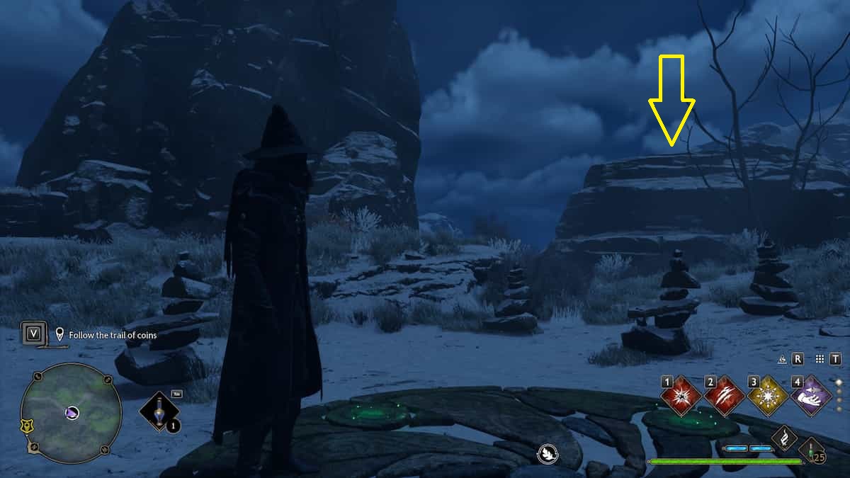 A screengrab detailing the designated spots where stones are to be placed for the Merlin Trial